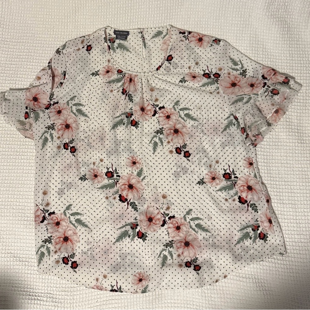 Van Heusen Floral Blouse - White and Pink